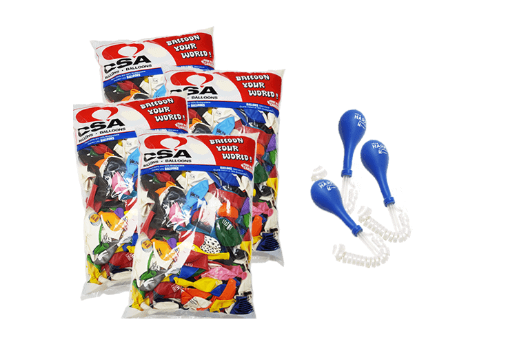 printed logo balloons kit with easy insert ribbon