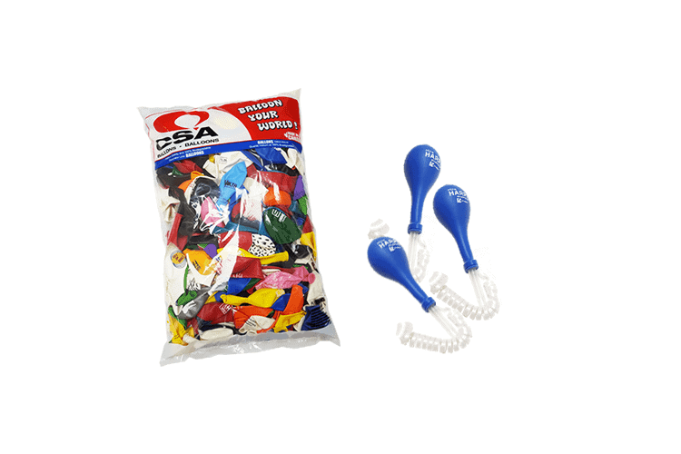 printed logo balloons kit with ribbons