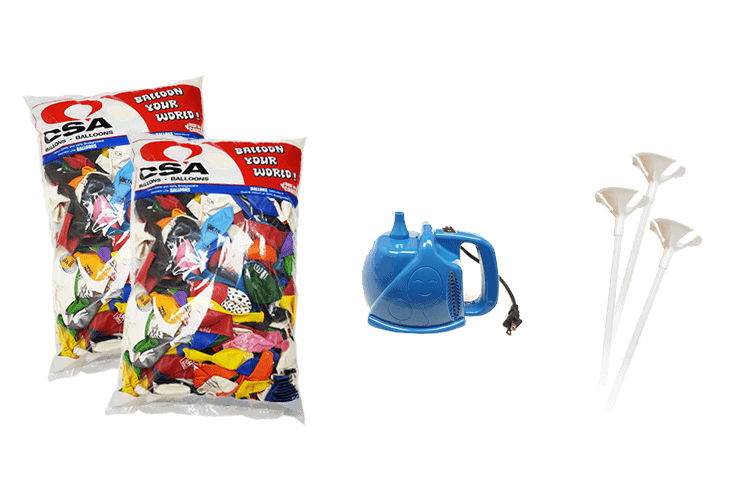 custom printed logo balloons kit with air pumps and sticks